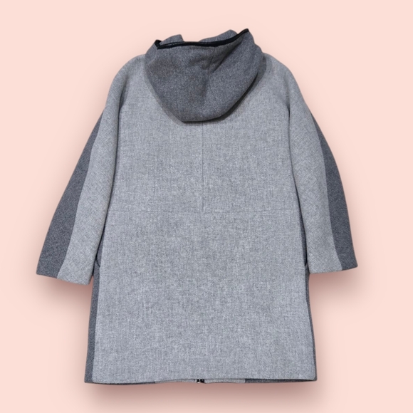 J Crew Stadium Cloth Color Blocked Coat Leather Detail Like NEW 4 - Picture 5 of 9